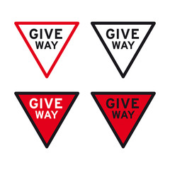 Yield traffic road sign set