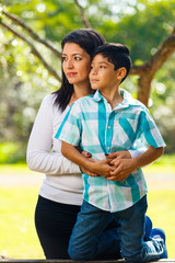 Mother and son outdoor portrait