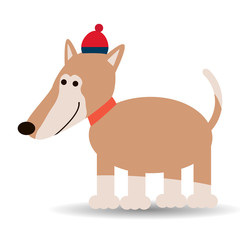 Funny Dog dressed as New year. The year of the dog 2018 Happiness. Vector eps 10.