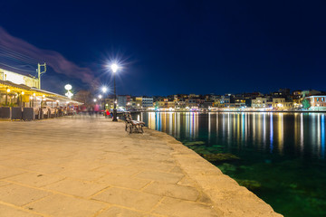 Obraz premium Old town of Chania city at night, Crete. Greece