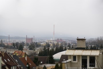 Fototapeta na wymiar View to the town Martin from the balcony in winter. Slovakia