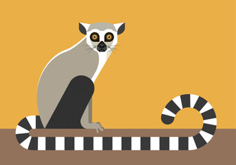Obraz premium Siedzący lemur