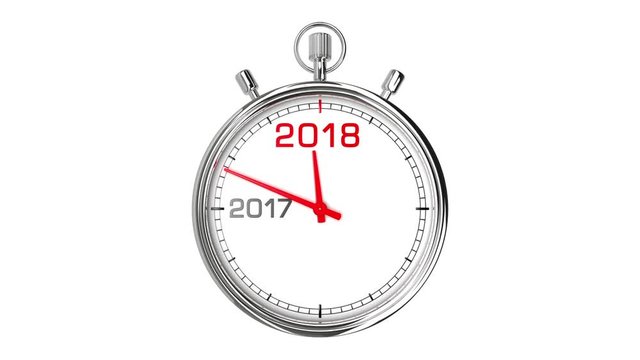 New Year 2018 Stopwatch (with Matte). Stopwatch countdown from year 2017 to 2018.
