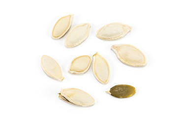 Pumpkin seeds isolated on the white background
