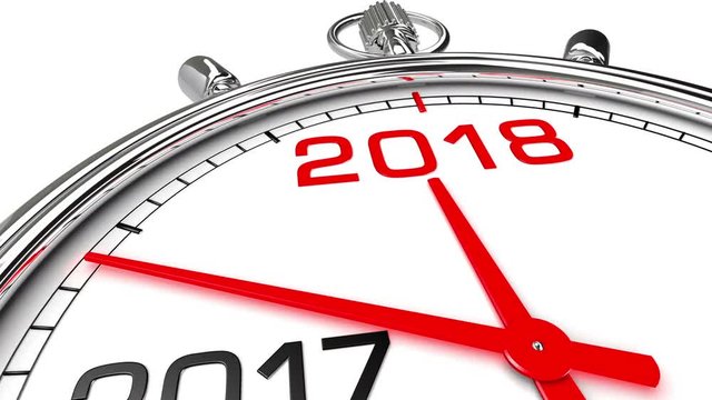 New Year 2018 Clock (with Matte). Clock countdown from year 2017 to 2018. Perfect for your own background, clean mask.