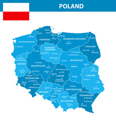 Poland Regions Cities Blue Shades
