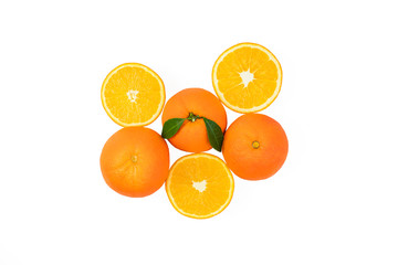Orange citrus fruits slices on isolated background