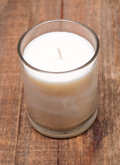 Natural soy wax unscented candle in glass jar