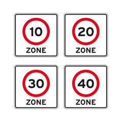 Kilometers miles speed limit traffic road sign set
