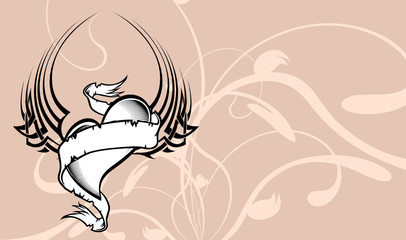 heraldic winged heart tattoo background in vector format very easy to edit