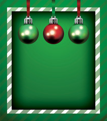 Naklejka na ściany i meble Green Christmas Holiday Frame and Ornaments Background Illustration