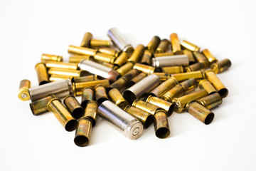 Bullet shells on a white background