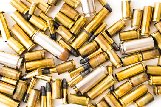 Bullet Shells On A White Background