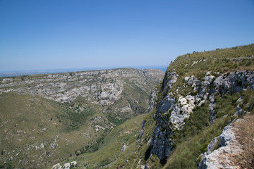 Fototapeta na wymiar Panorama from right bank, direction the sea, Natural Reserve of Cavagrande del Cassibile 