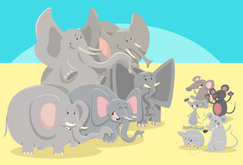 cartoon elephants and mice animal characters