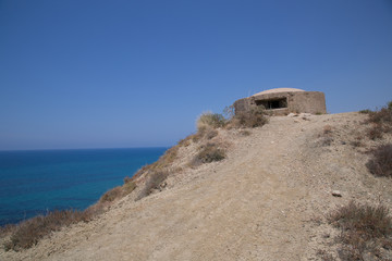 Fototapeta na wymiar Shooting bunker on the coast of Agrigento