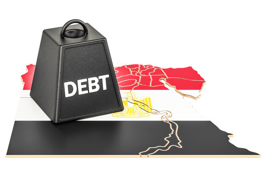 Egyptian national debt or budget deficit, financial crisis concept, 3D rendering