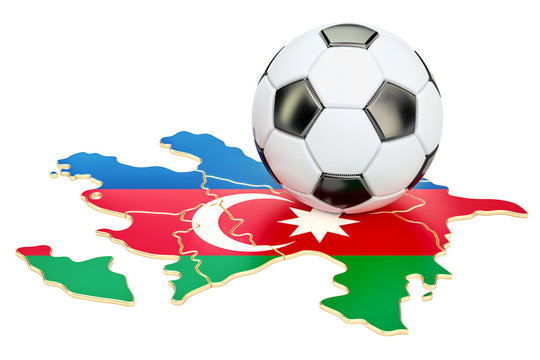 Football ball with map of Azerbaijan concept, 3D rendering