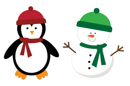 Christmas Penguin and Snowman
