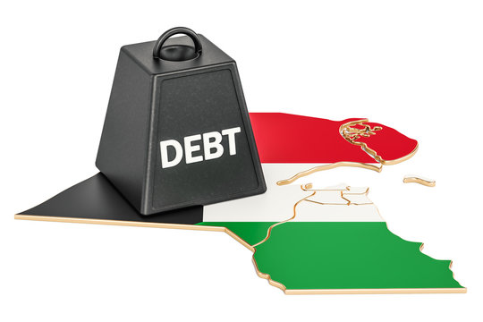 Kuwait national debt or budget deficit, financial crisis concept, 3D rendering