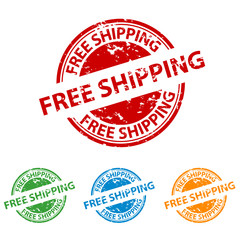 Rubber Stamp Seal - Free Shipping - Colorful Vector Set