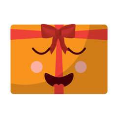happy bliss gift box emoji kawaii icon image vector illustration design 