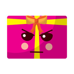 angry gift box emoji kawaii icon image vector illustration design 