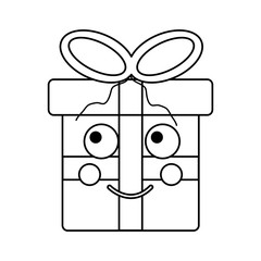 gift box happy  emoji icon image vector illustration design  black line
