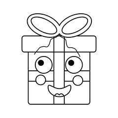 gift box happy  emoji icon image vector illustration design  black line