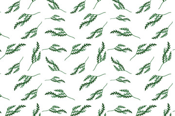 Seamless pattern with watercolor leaves