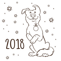 Symbol of the Chinese New Year 2018. Year of the dog. Design for greeting cards, calendars, banners, posters, invitations.