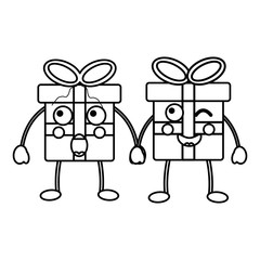 gift boxes emoji icon image vector illustration design  black line
