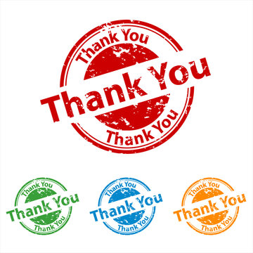 Rubber Stamp Seal - Thank You - Colorful Vector Set