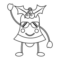 christmas bell happy  happy sunglasses emoji icon image vector illustration design  black line