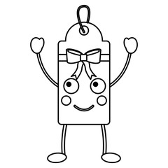 gift or price tag happy emoji icon image vector illustration design  black line