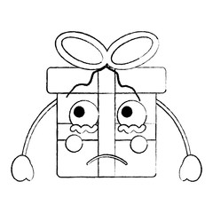gift box sad crying emoji icon image vector illustration design 