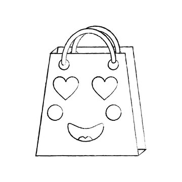 shopping bag heart eyes  emoji icon image vector illustration design  