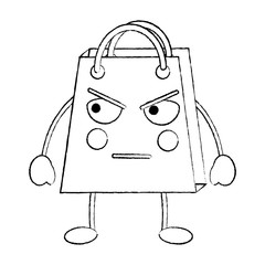 shopping bag angry emoji icon image vector illustration design  