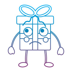 gift box sad crying emoji icon image vector illustration design  blue to purple ombre line