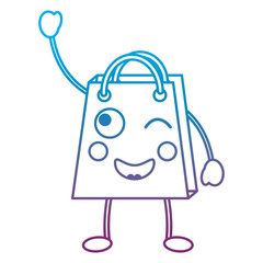shopping bag happy emoji icon image vector illustration design  blue to purple ombre line