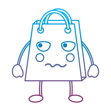 shopping bag angry emoji icon image vector illustration design   blue to purple ombre line