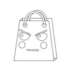 shopping bag angry emoji icon image vector illustration design   black dotted line