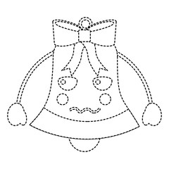 Fototapeta premium christmas bell angry emoji icon image vector illustration design black dotted line