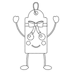 gift or price tag happy emoji icon image vector illustration design   black dotted line