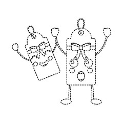 gift or price tag emoji icon image vector illustration design  black dotted line