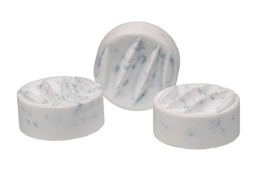 White candy mints on a white background