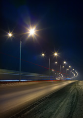 Fototapeta na wymiar winter highway at night
