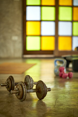 Fitness club weight training equipment gym