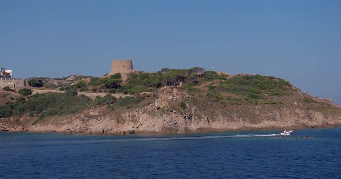 Video shot of boat moving near Paula on a sunny day with landscape and sea in view