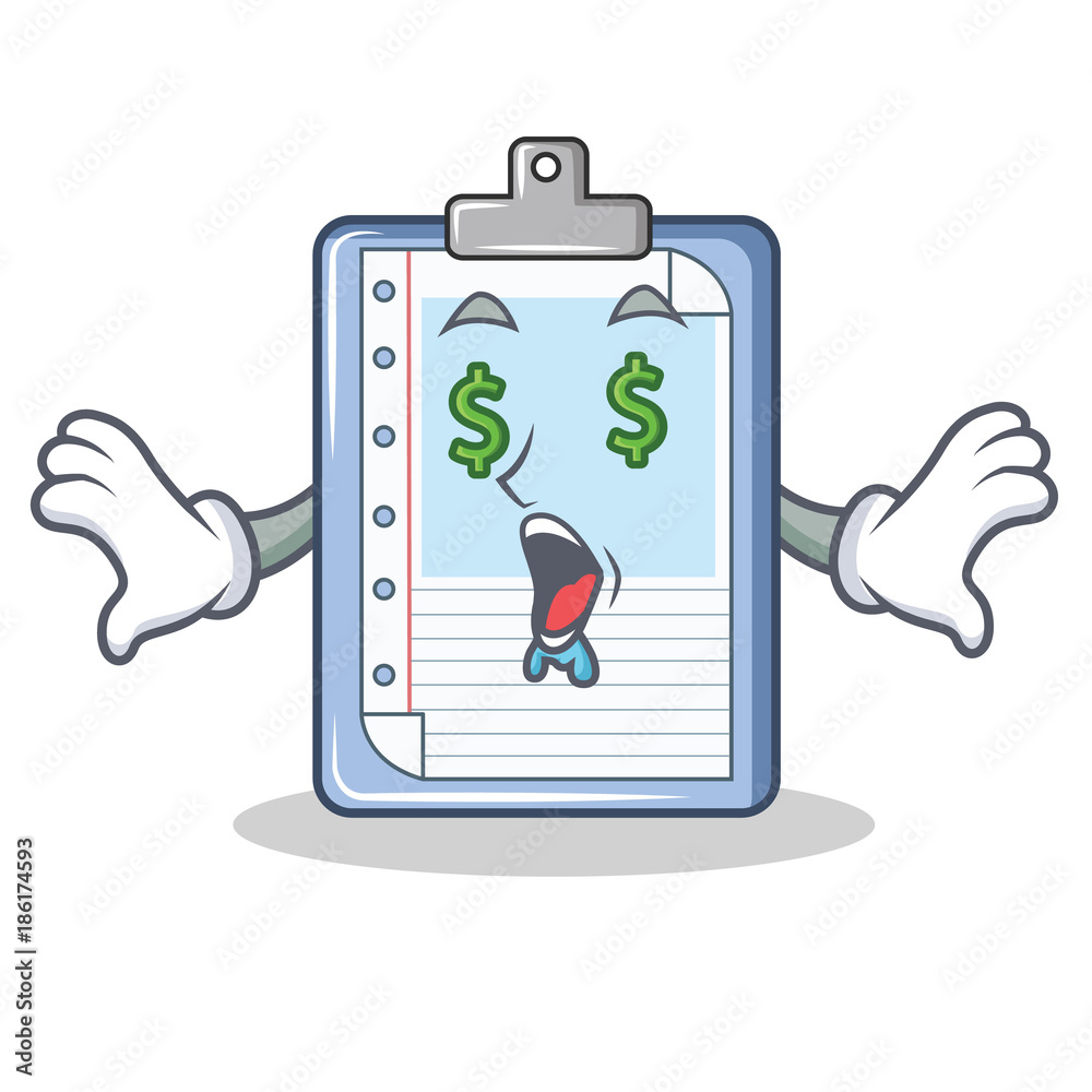 Wall mural Money eye clipboard character cartoon style